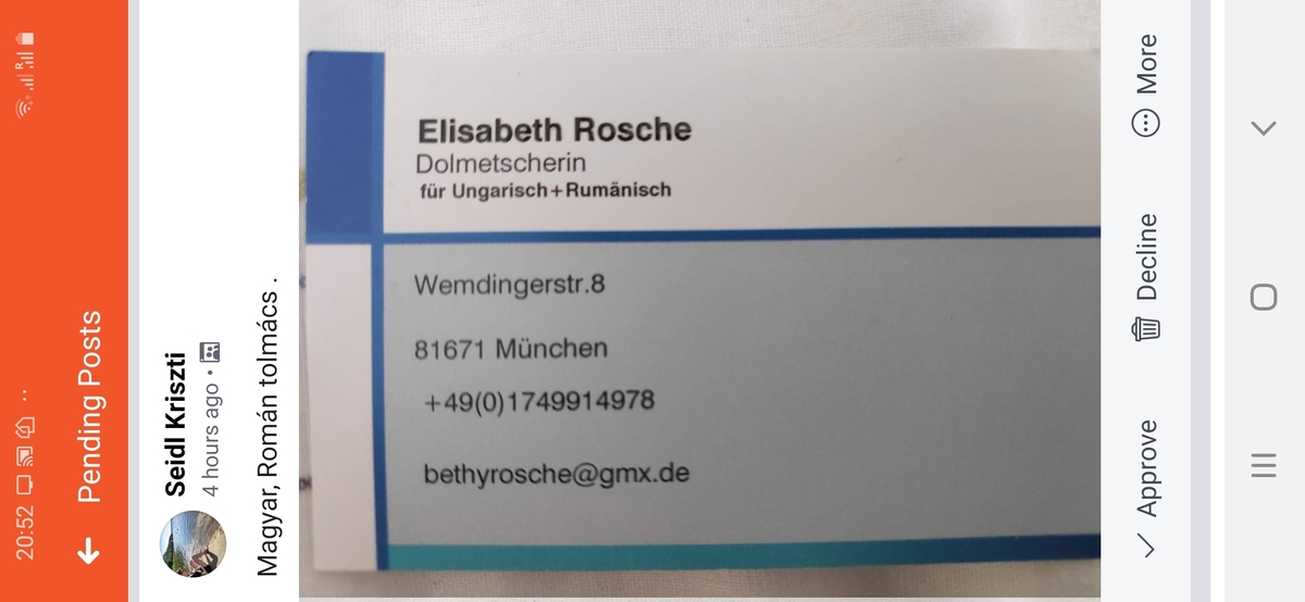 Elisabeth Rosche magyar-román tolmács